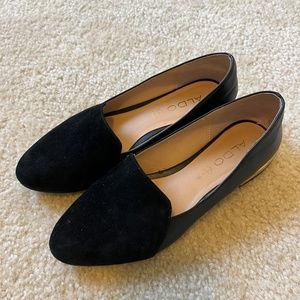 Aldo Black and Gold Loafers